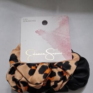 Jessica Simpson Leopard and Black Hair Scrunchies